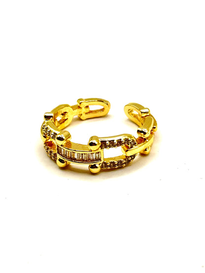 Inel Chain - reglabil, placat cu aur 18k