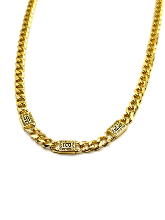 Set Cuban Monaco 5mm – inox placat cu aur 18k