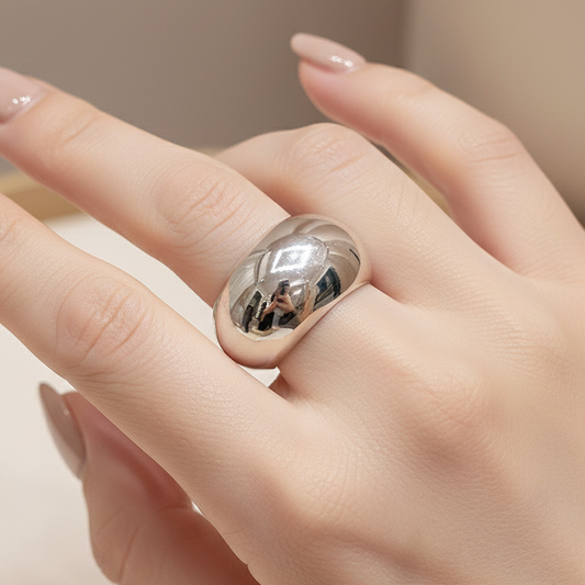 Inel Dome silver otel inoxidabil