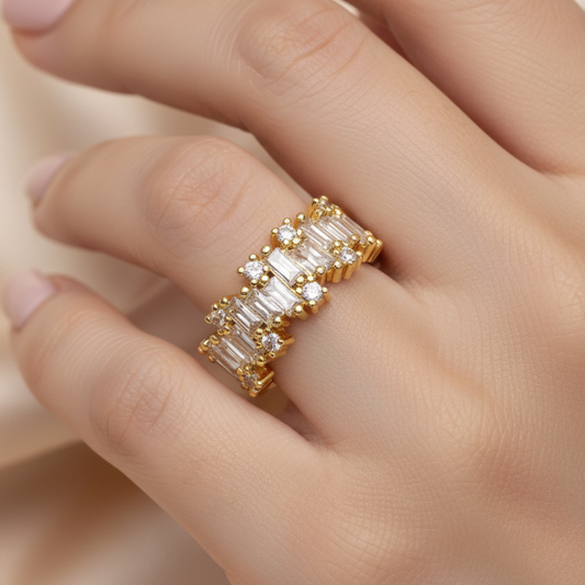 Inel Mosaic - reglabil placat cu aur 18k