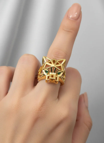 Inel Pantera inox placat cu aur 18k