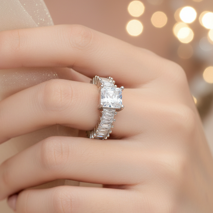 Inel Prinncess reglabil cu pietre zirconinu