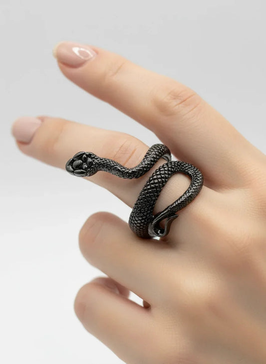 Inel Snake black reglabil