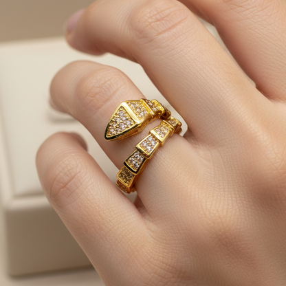 Inel Viper reglabil - placat cu aur 18k