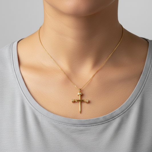 Lantisor Cruce cu pandantiv placat cu aur 18k