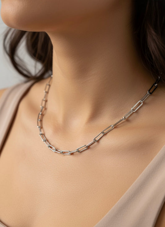 Lantisor Fine Chain argintiu din inox