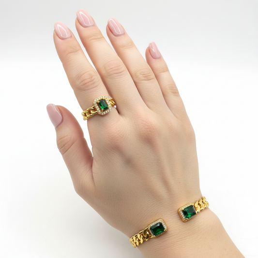 Set Emerald Bratara si Inel