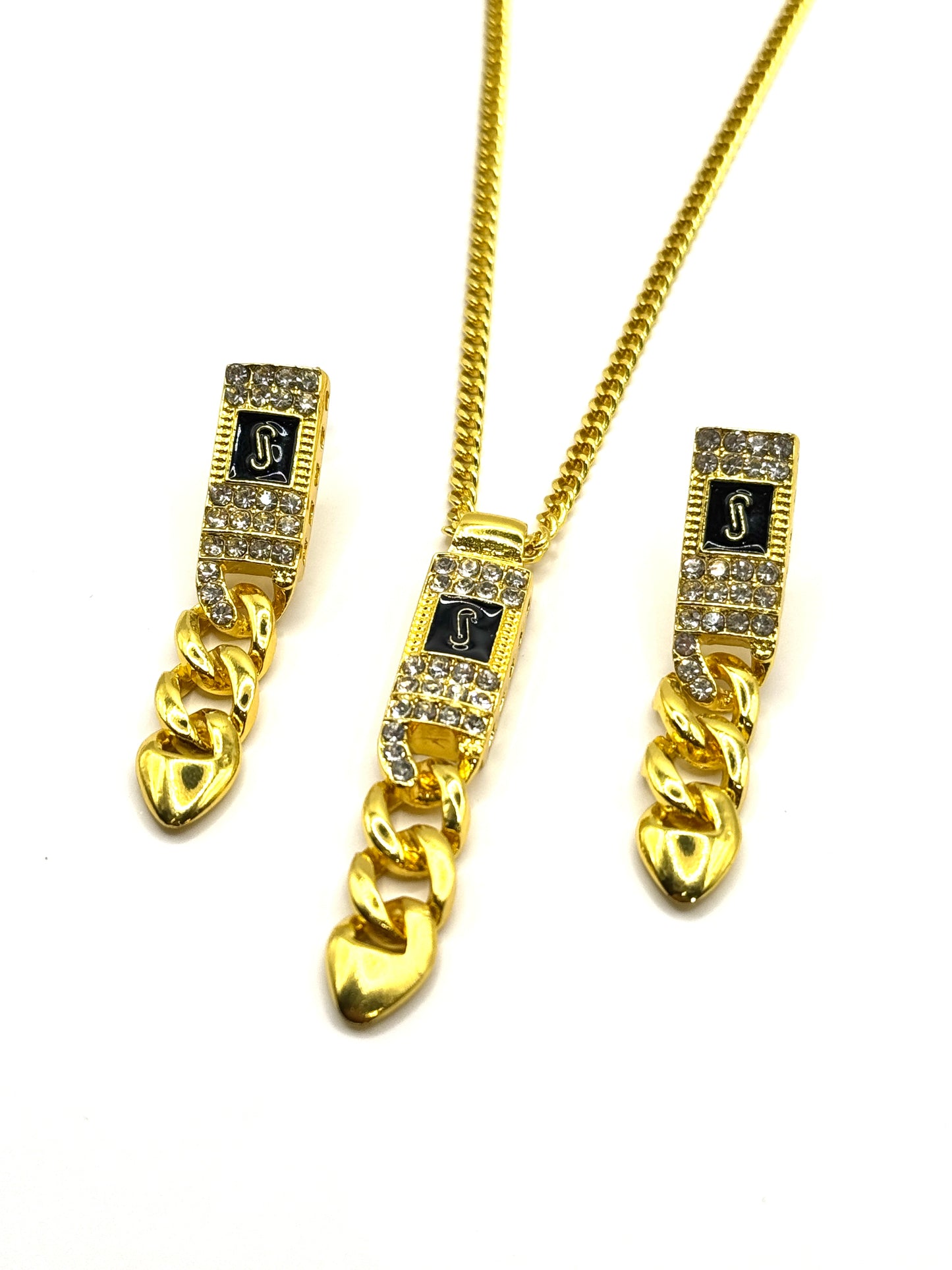 Set Monaco, lantic si cercei, inox placat cu aur 18k