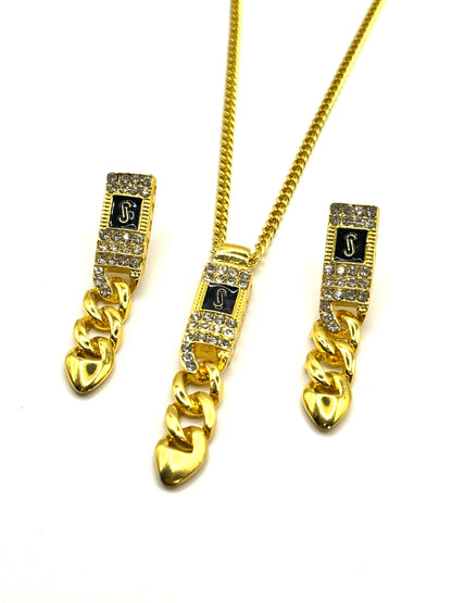 Set Monaco, lantic si cercei, inox placat cu aur 18k